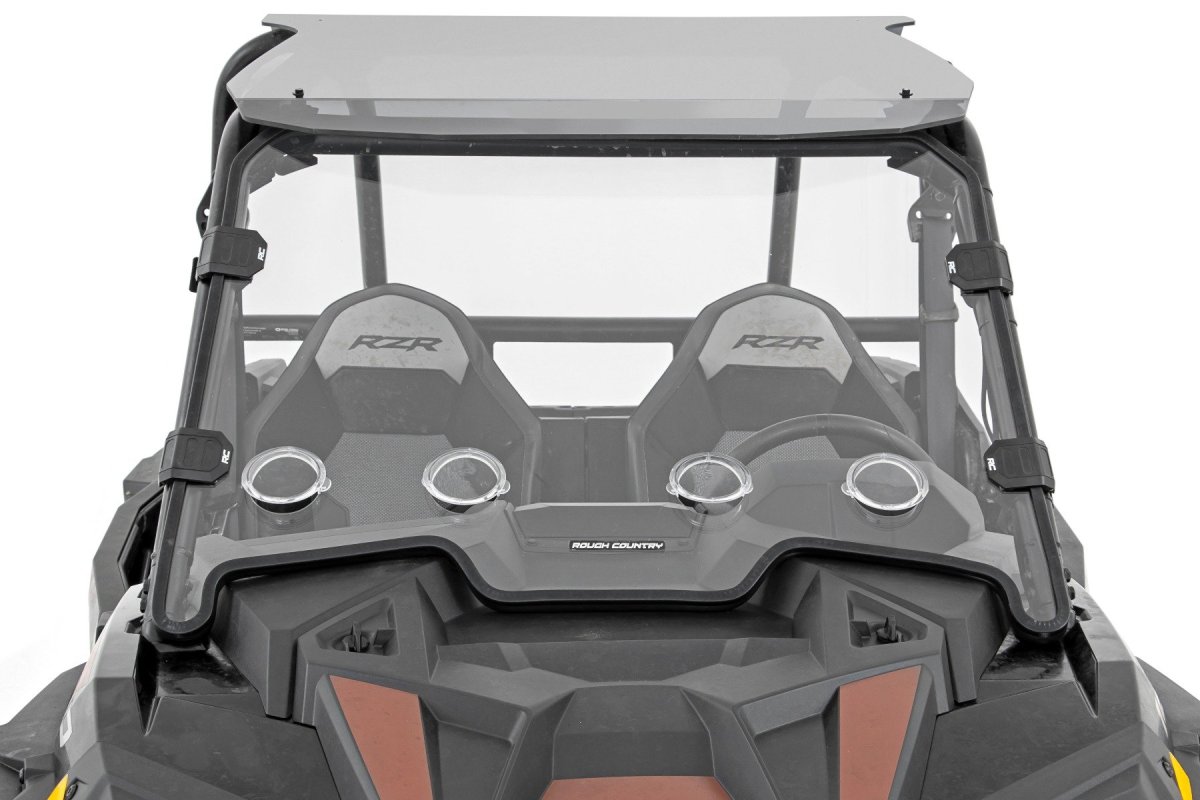 Polaris RZR XP 1000 Premium Full Windshield - Rough Country - Scratch Resistant, Vented - '20-'23
